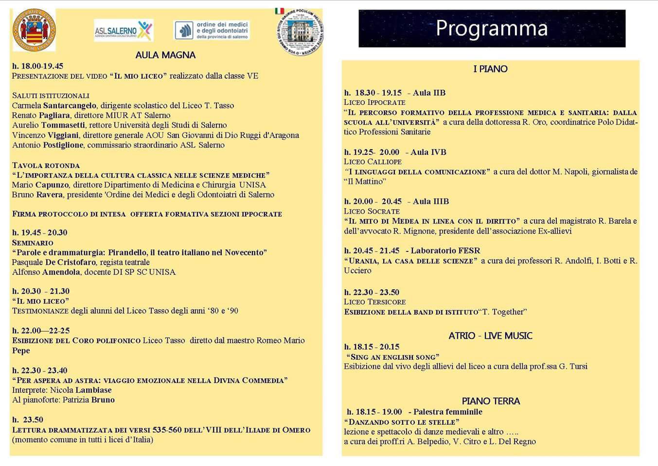 programma notte tasso